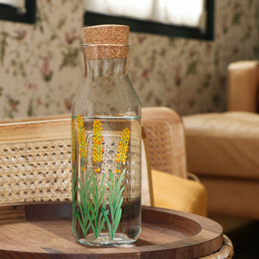 Lavender hand-painted glass carafe